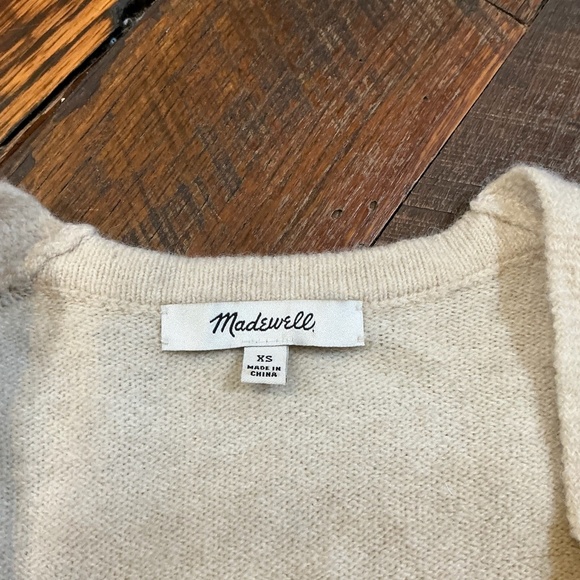 Madewell Kent Colorblock Cardigan XS | Alpaca Wool Blend Open Front Sweater - Picture 5 of 8